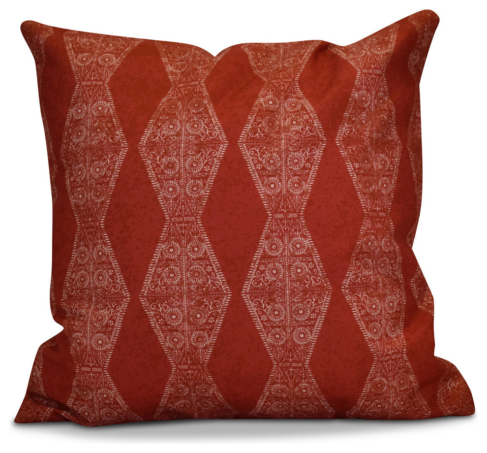 Pyramid Stripe Geometric Print Outdoor Pillow, Red, 20"x20"