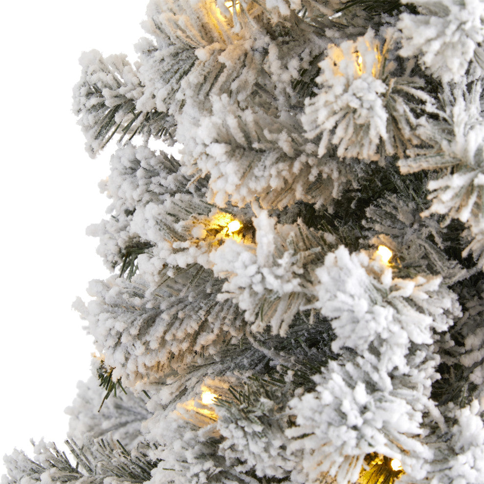 5' Flocked West Virginia Fir Artificial Christmas Tree with 150 LED Lights