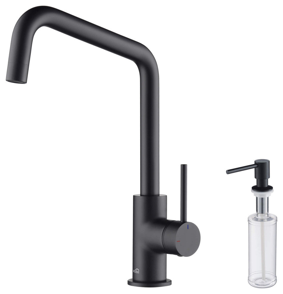 Macon Single Lever Kitchen Bar Faucet, Matte Black W/ Soap Dispenser