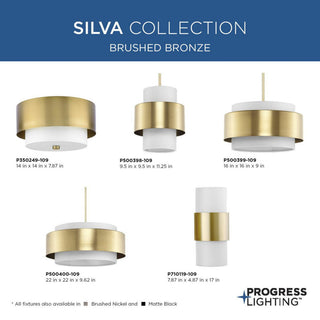 Silva Collection Two-Light Brushed Nickel White Linen Shade Wall Sconce, Brushed Bronze