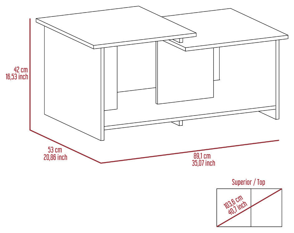 Tampa 2 Piece Living Room Set, TV Stand and Coffee Table, Black/Espresso