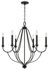 Capital Lighting 441661 Bentley 6 Light 30"W Taper Candle - Black Iron