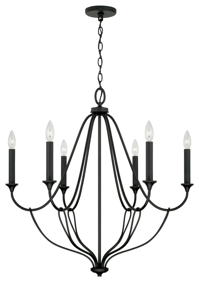 Capital Lighting 441661 Bentley 6 Light 30"W Taper Candle - Black Iron