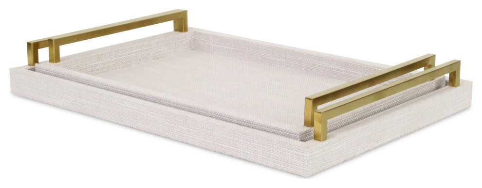 Lusan Linen Tray Set Dark White
