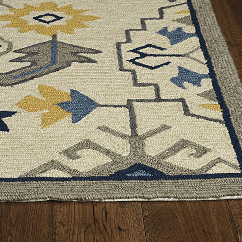 2' X 3' Ivory Southwestern Hand Tufted Area Rug