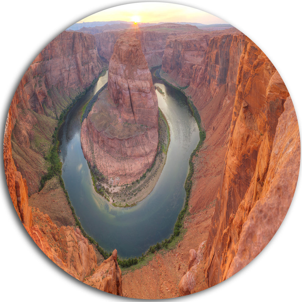 Horseshoe Bend Arizona Panorama, Landscape Disc Metal Wall Art, 36"