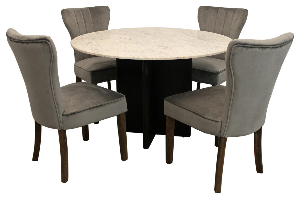 Lavaca 5-Piece Dining Set, 48" Round Dining Table and 2 Sets of Mink Chairs