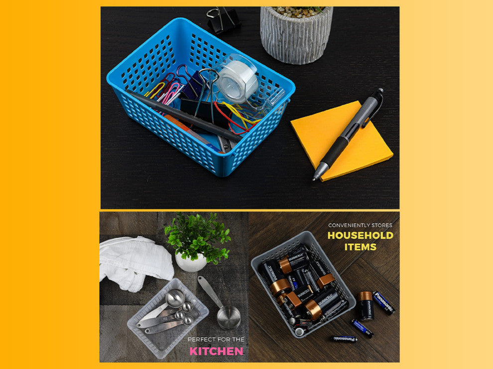 Small Plastic Storage Organizing Basket, 32-1188, Blue