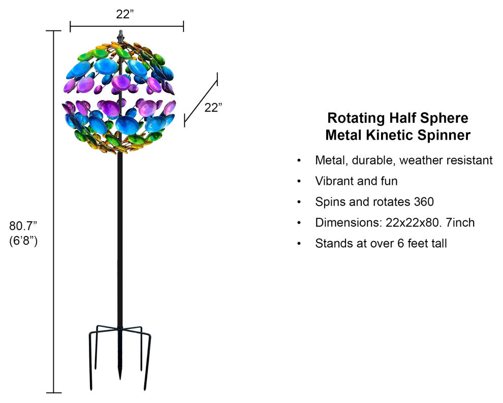 Colorful Painted Metal Sphere Kinetic Wind Spinner Outdoor Garden Sculpture
