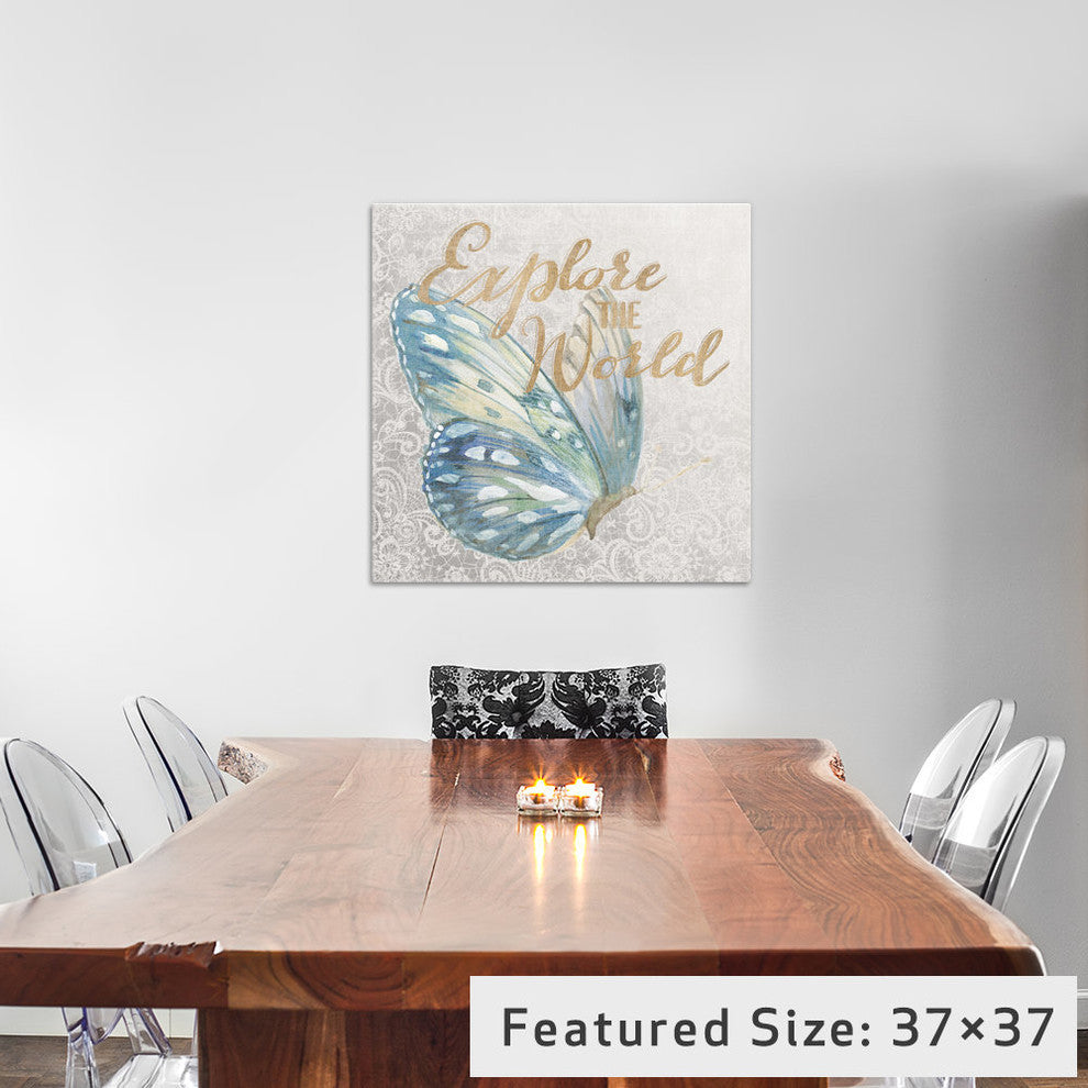 "9 Textile Floral Butterfly III" by All That Glitters, 12x12x1.5