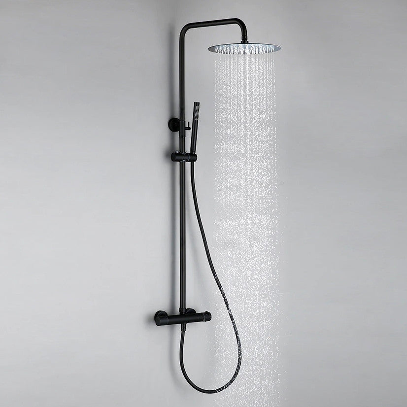 Wasser™ Matte Black Shower Faucet With Handheld Shower Head, 12" Showerhead