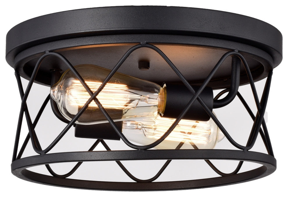 CHLOE Lighting CH2D323BK12-CF2 IRONCLAD 2 Light Black Ceiling Fixture