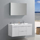 Valencia 48" Glossy White Wall Hung Double Sink Vanity, Faucet FFT9131CH