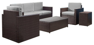 Palm Harbor 5-Piece Outdoor Wicker Sofa Conversation Set, Cushions Gray
