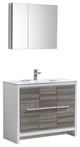 Allier Rio 40" Ash Gray Modern Bathroom Vanity Set, Cabinet, Faucet, FFT9161BN