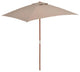 vidaXL Outdoor Parasol with Wooden Pole 59.1"x78.7" Taupe