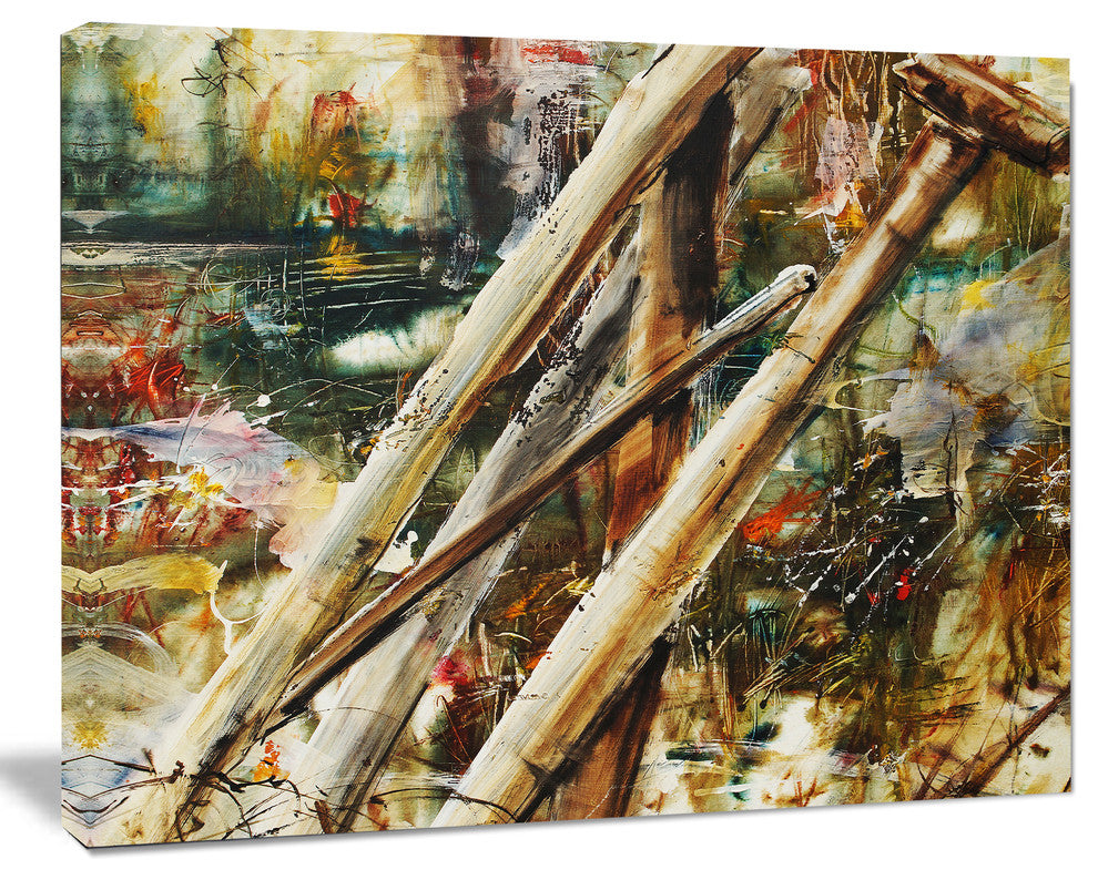 Tools and Abstract Pattern, Large Abstract Canvas Artwork, 20"x12"