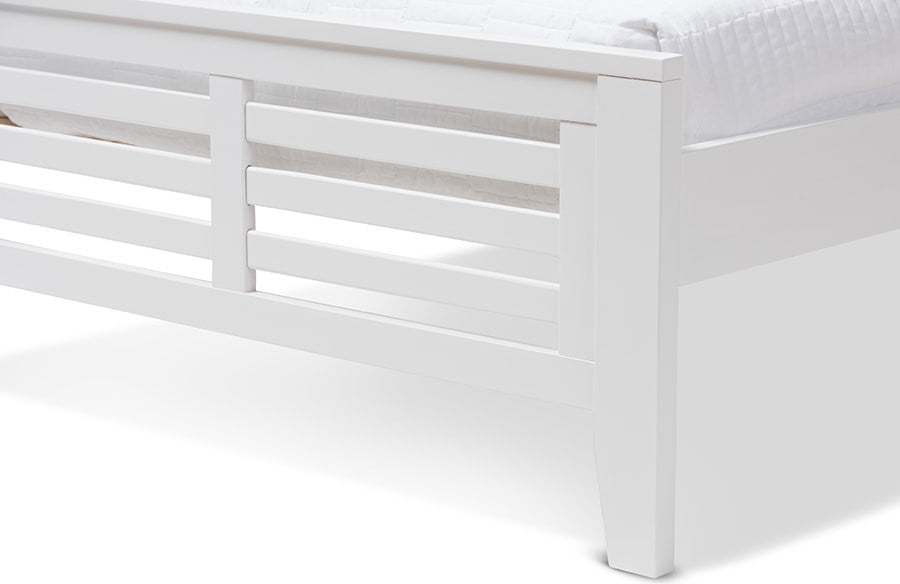 Sedona Modern Classic Mission Style White Wood Platform Bed, Twin