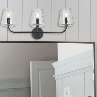 Eleanor Contemporary 3 Light Matte Black Clear Metal Vanity