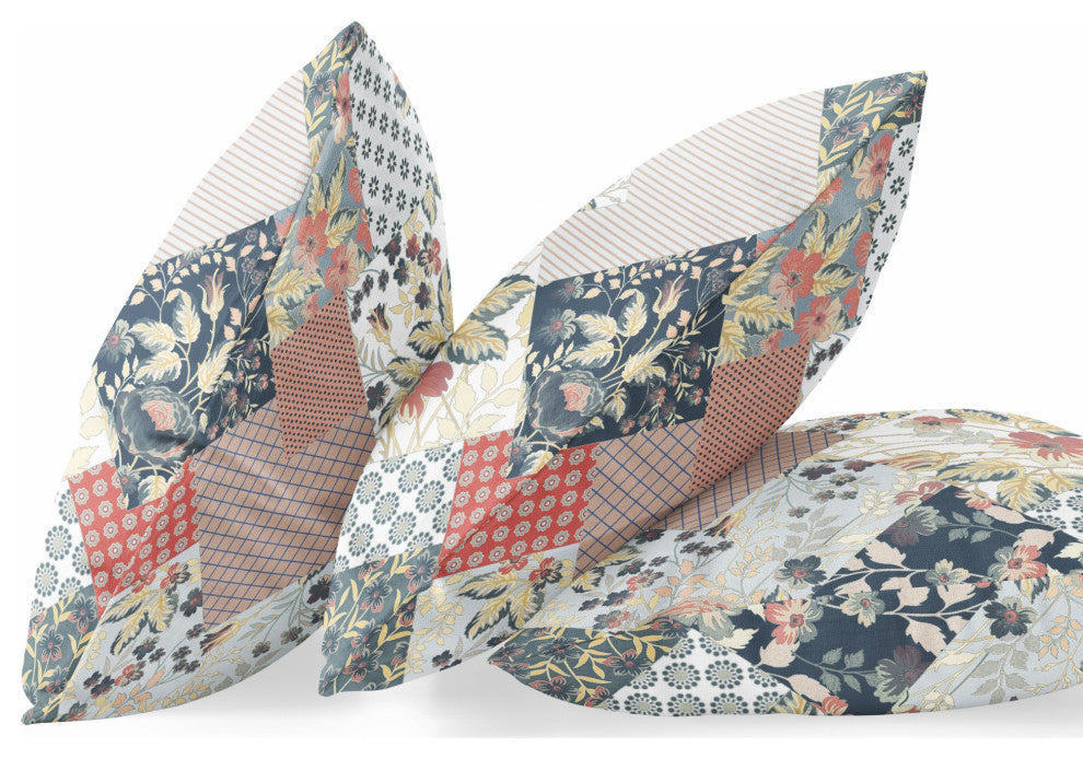 16" Peach Black Floral Zippered Suede Throw Pillow