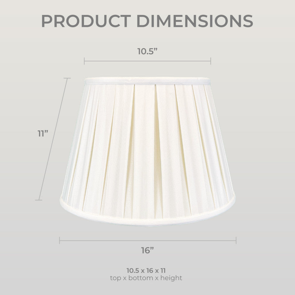Royal Designs Empire English Pleat Lamp Shade, White, 10.5x16x11, Set of 2
