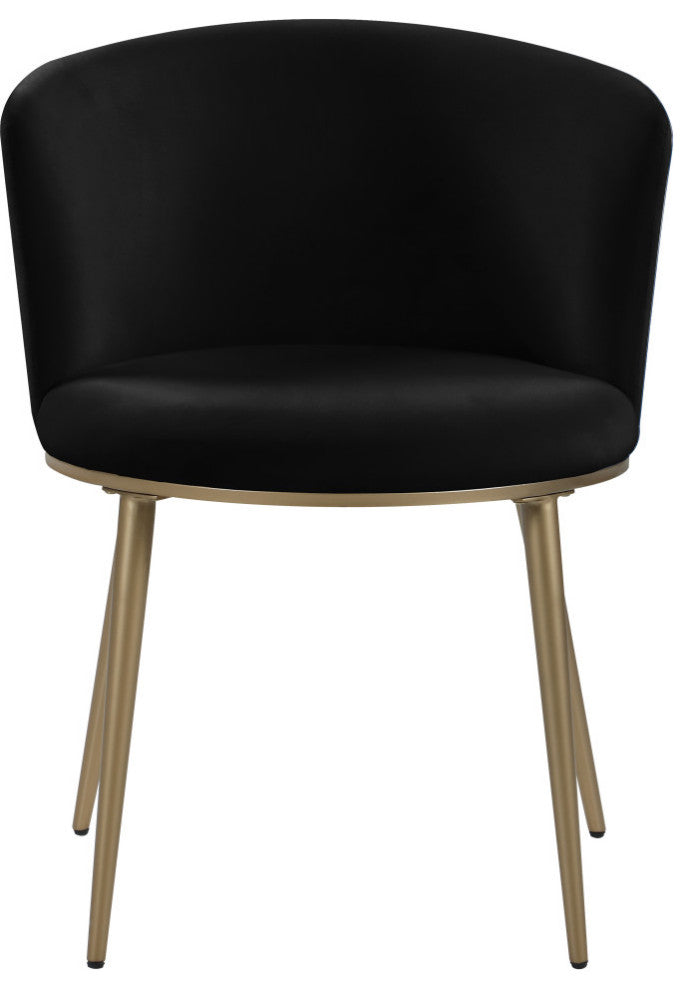 Skylar Dining Chair, Set of 2, Black Velvet, Brushed Gold Iron Legs