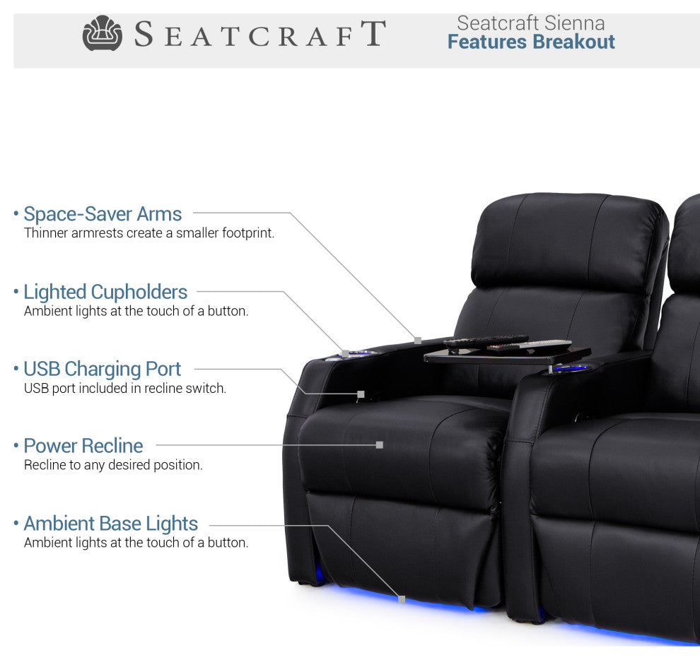 Seatcraft Sienna, Black, Row of 4