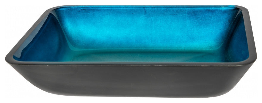 Eden Bath EB_GS55 Rectangular Turquoise Blue Foil Glass Vessel Sink