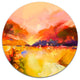 Colorful Yellow Red Floral Background, Floral Disc Metal Wall Art, 23"