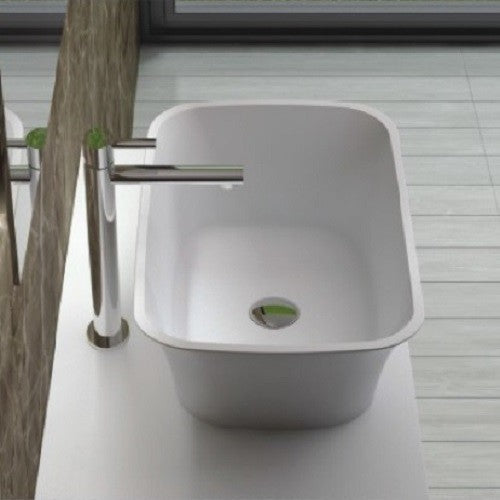 ADM Rectangular Countertop Vessel Sink, White, 23", Glossy White