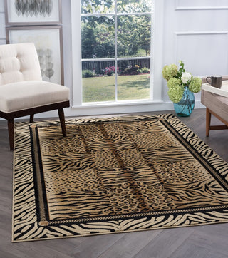 Savannah Contemporary Animal Beige Rectangle Area Rug, 5' x 7'