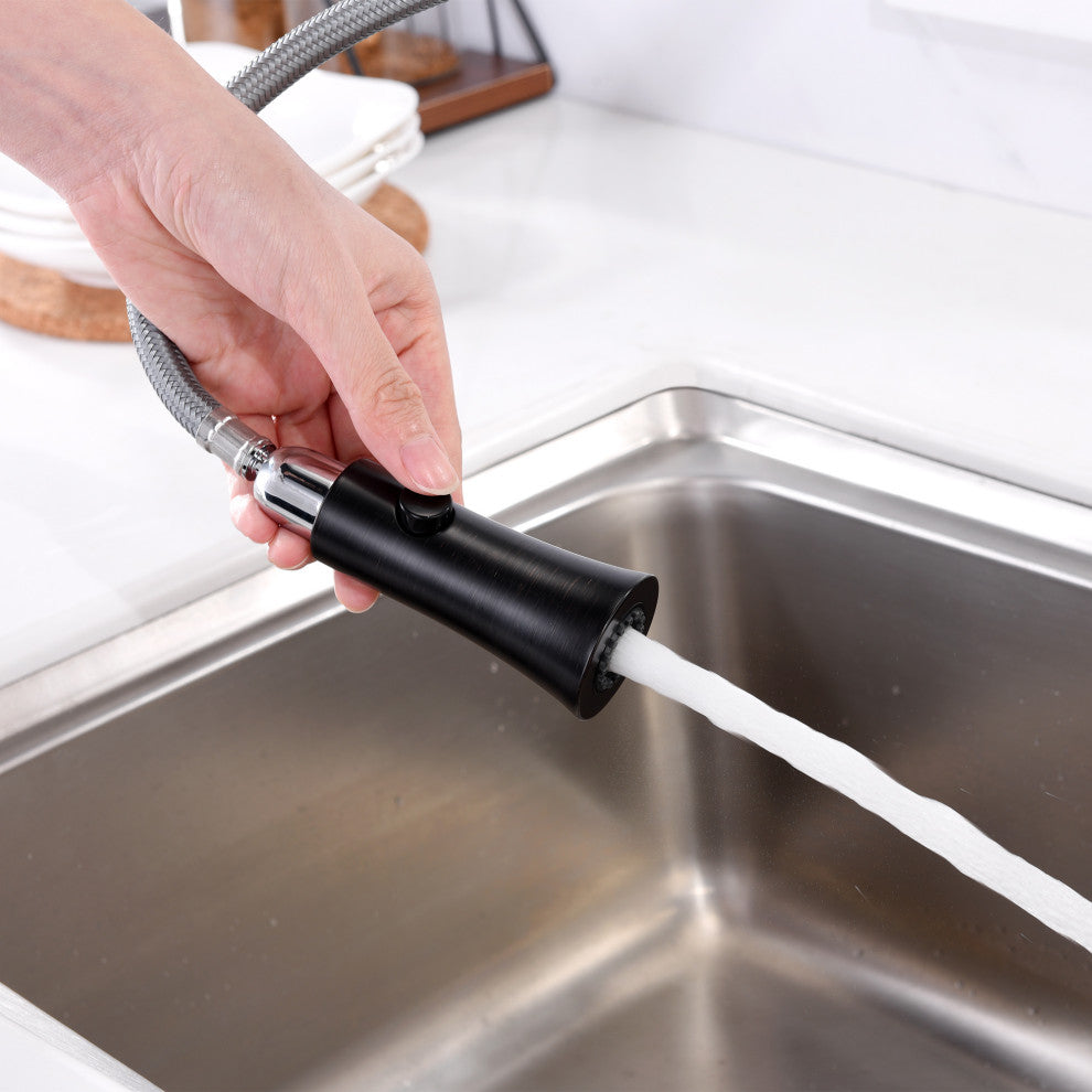 Luxier KTS11-T Single-Handle Pull-Down Sprayer Kitchen Faucet, Oil Rubbed Bronze
