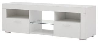 Modern TV table with LED light high glossy front tv console table with white