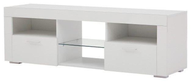 Modern TV table with LED light high glossy front tv console table with white