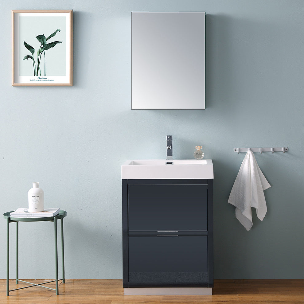 Valencia 24" Dark Slate Gray Free Standing Vanity Set, Cabinet, Faucet FFT9161CH
