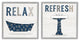 Relax Refresh Bathroom Phrases Blue Palm Pattern Text,17 x 17