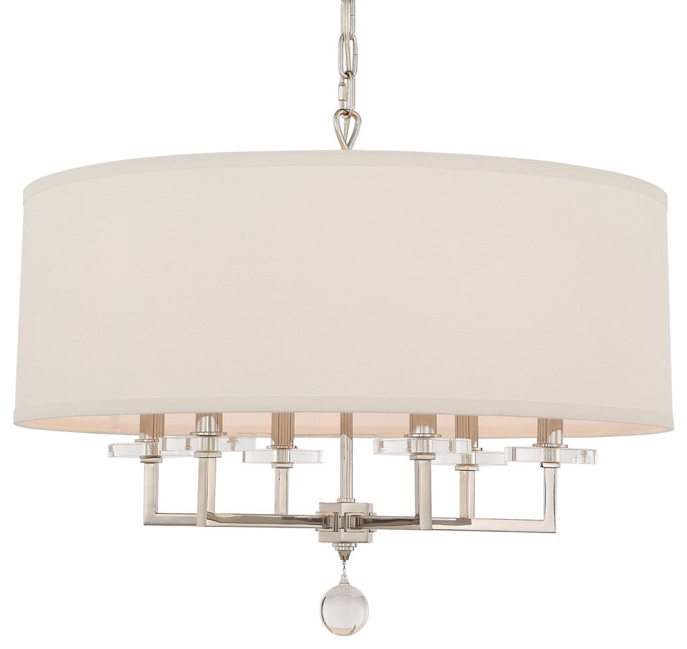 Paxton 6 Light Chandelier in Polished Nickel with Clear Hand Cut Crystal