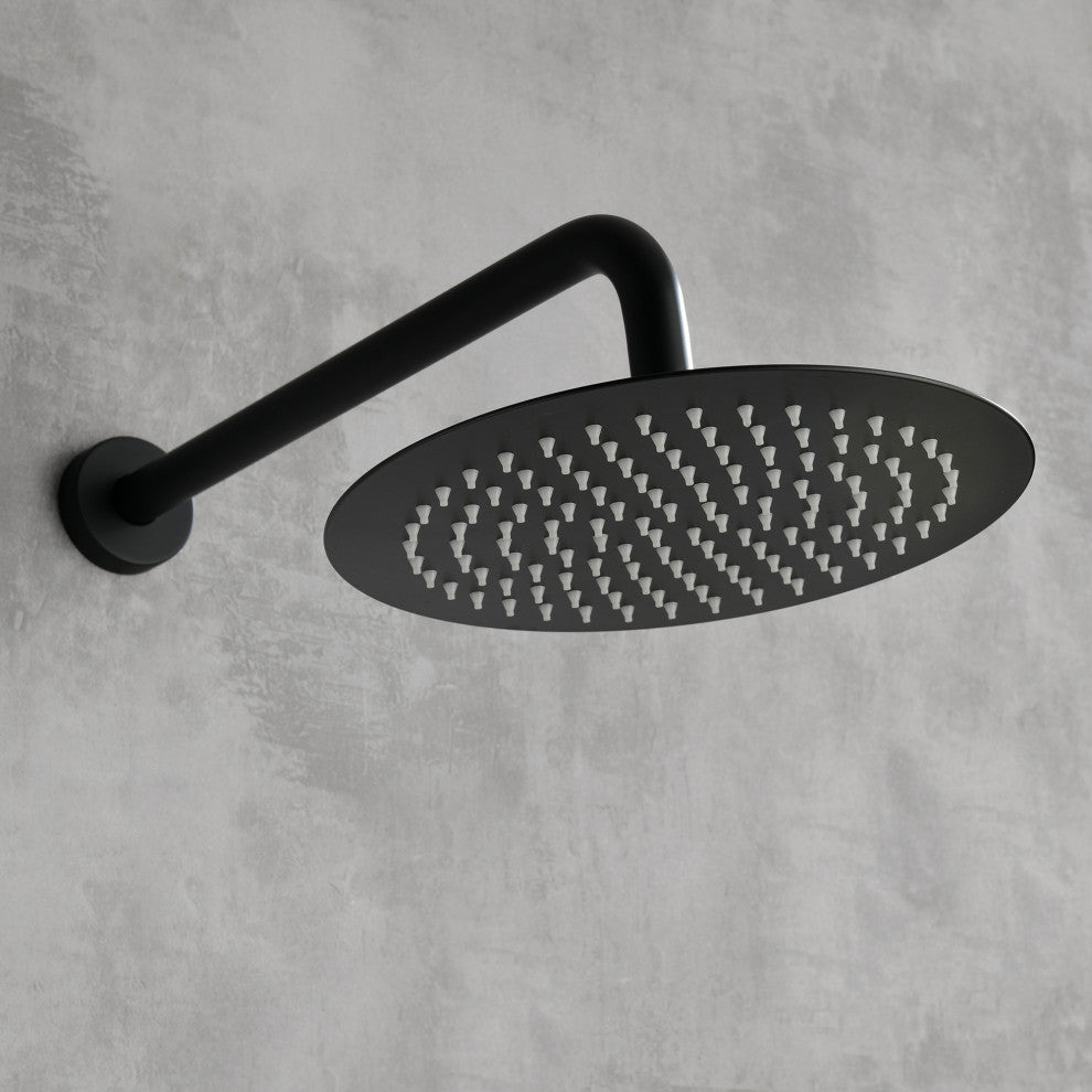 Wall Mount Shower Faucet With Rough-In Valve, Matte Black