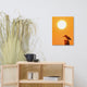 Kingfisher Bird Silhouette Sunset Animal Wildlife Photo Canvas Wall Art Prints, 18" X 24"