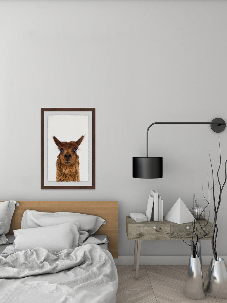 "Staring Llama" Framed Painting Print, 20"x30"