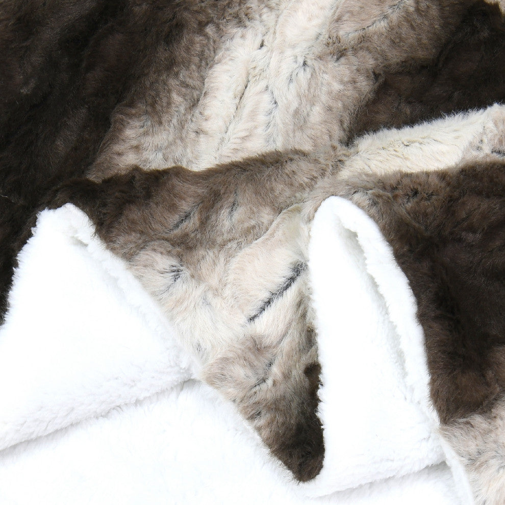 Elite Faux Fur Throw Blanket With Sherpa Backing, Claire, 50" X 60"