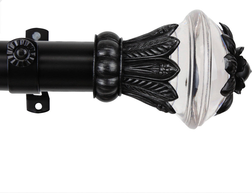 Paradise 1.5" Custom Cut Length Drapery Rod, 12', Black
