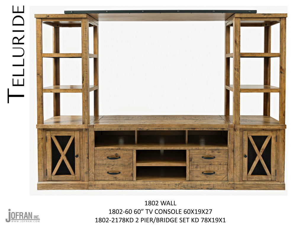 Telluride Rustic Pine Entertainment Center With 60" TV Console