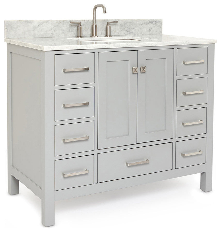 ARIEL Cambridge 43" Rectangle Sink Bath Vanity Carrara Marble