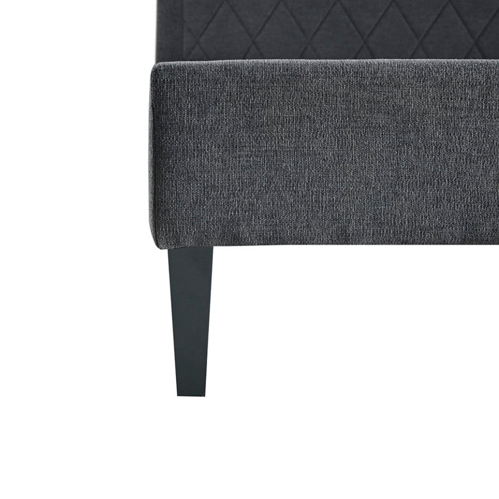 510 Design Rowen Diamond Tufted Upholstered Bed Frame, Grey, King