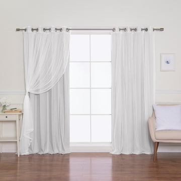 Tulle & Linen Blackout Curtains, Lt. Grey, 52"x96"