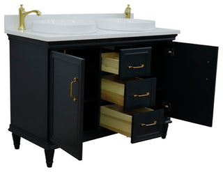 49" Double Vanity, Dark Gray Finish With Engineered Stone Top And Round Sink