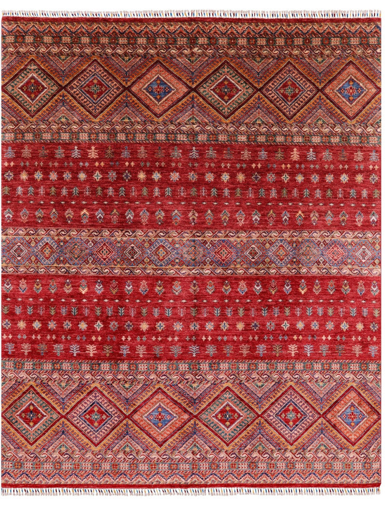 8' 2" X 10' 2" Khorjin Super Kazak Handmade Wool Rug Q5867
