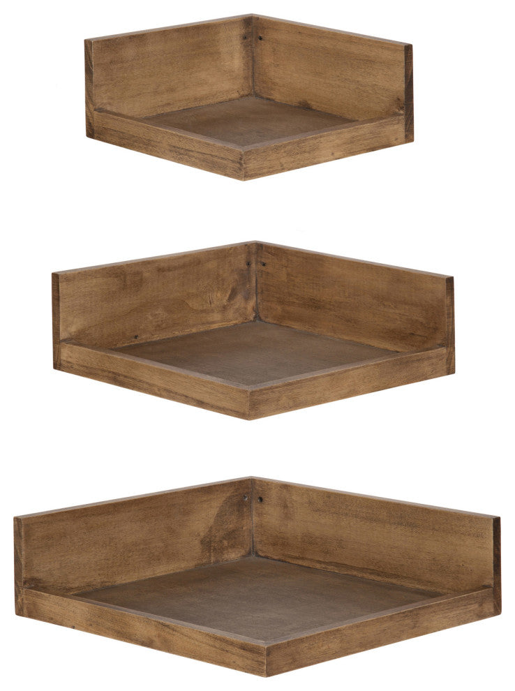Levie Corner Shelf Set, Natural 3 Piece