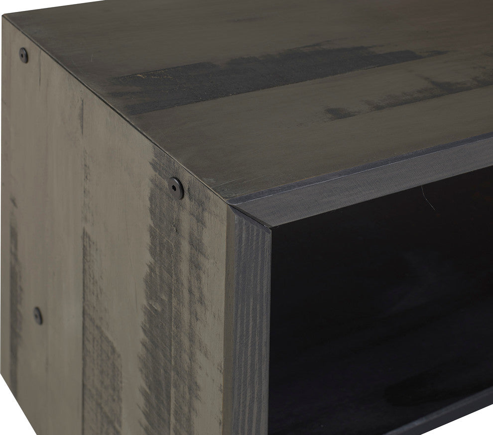 Alpine 58" Rustic Two-Tone Solid Wood Entry Bench - Grey